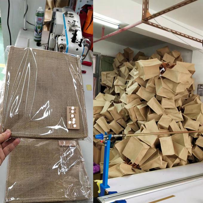 kundengebundenes Muster auf der Seite oder auf der kaufenden kosmetischen Einkaufstasche des vorderen Großhandels-Polyester-Hanfleinenjutefasers