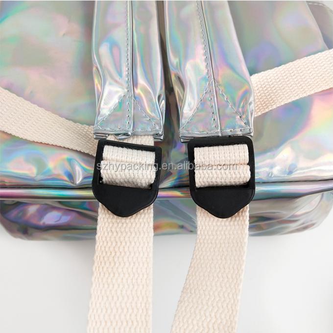 Fabrik-Mode ganz eigenhändig geschrieber Taschenrucksack kundenspezifische PU-Lederreiseschuleinkaufslaser-Hologramms