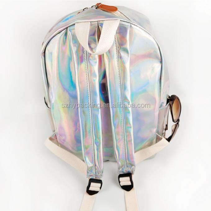 Fabrik-Mode ganz eigenhändig geschrieber Taschenrucksack kundenspezifische PU-Lederreiseschuleinkaufslaser-Hologramms