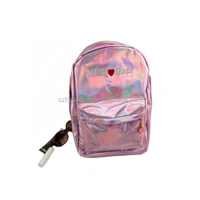 Fabrik-Mode ganz eigenhändig geschrieber Taschenrucksack kundenspezifische PU-Lederreiseschuleinkaufslaser-Hologramms